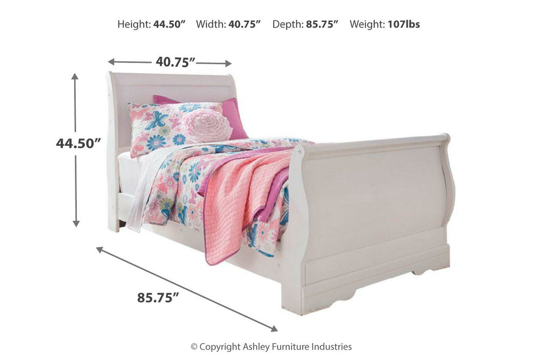 Anarasia White Twin Sleigh Bed - SET | B129-63 | B129-82 | B129-62 - Vega Furniture