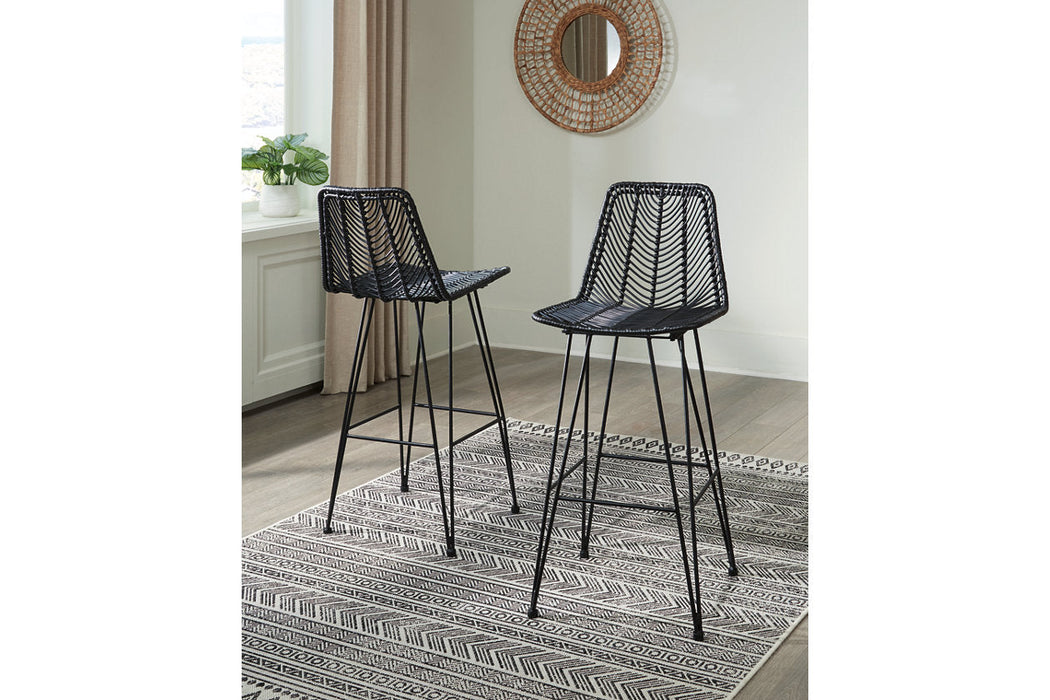 Angentree Black Bar Height Barstool, Set of 2 - D434-130 - Vega Furniture