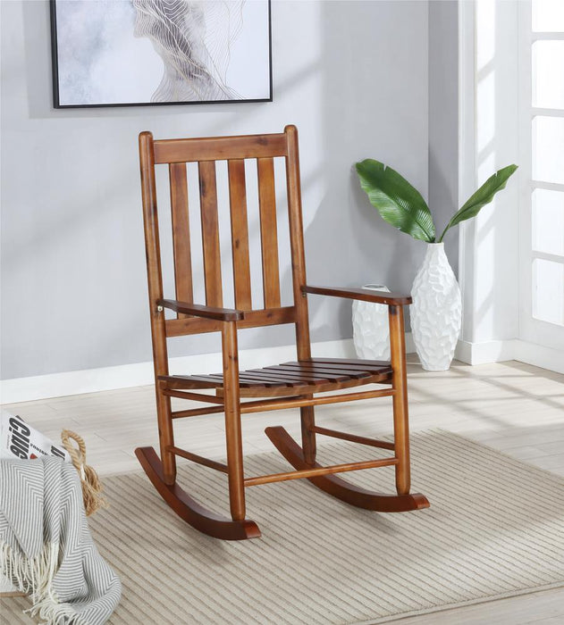 Annie Golden Brown Slat Back Wooden Rocking Chair - 609457 - Vega Furniture