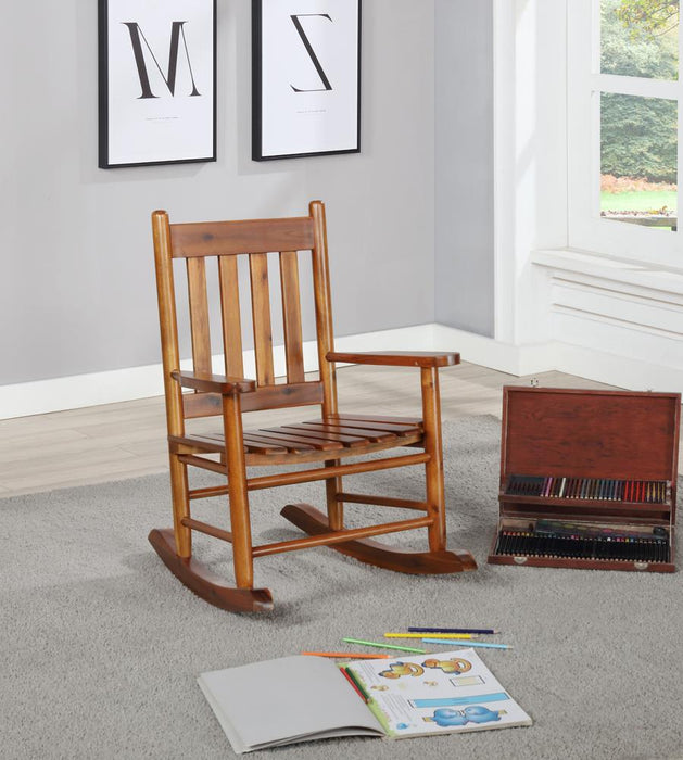 Annie Golden Brown Slat Back Youth Rocking Chair - 609452 - Vega Furniture