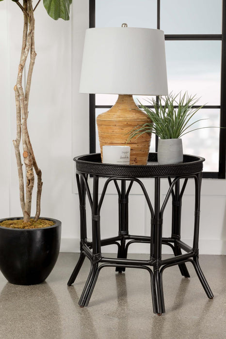 Antonio Black Round Rattan Tray Top Accent Table - 936069 - Vega Furniture