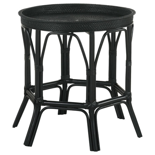 Antonio Black Round Rattan Tray Top Accent Table - 936069 - Vega Furniture