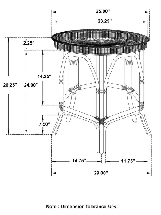 Antonio Black Round Rattan Tray Top Accent Table - 936069 - Vega Furniture