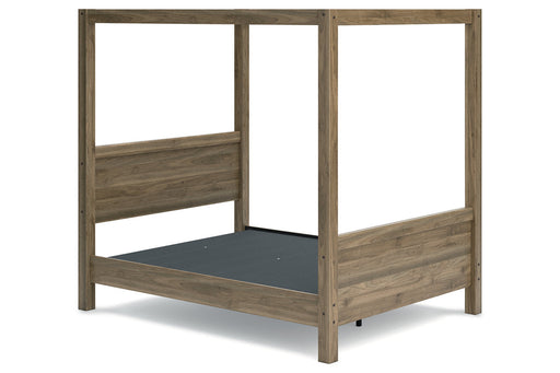 Aprilyn Honey Queen Canopy Bed - SET | EB1187-161 | EB1187-171 | EB1187-198 - Vega Furniture