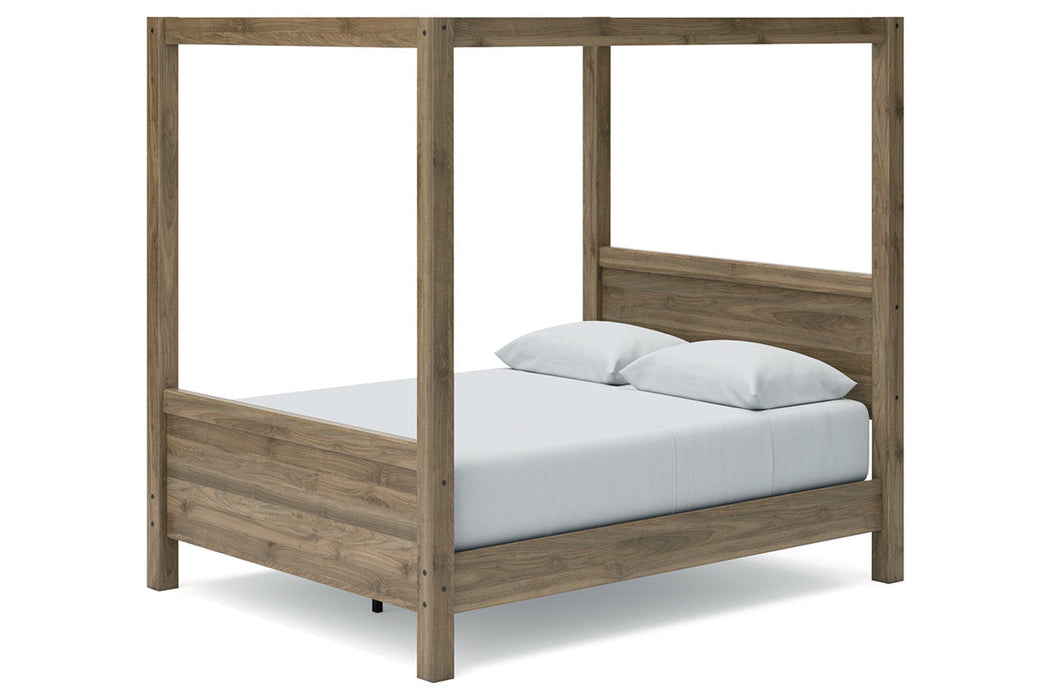 Aprilyn Honey Queen Canopy Bed - SET | EB1187-161 | EB1187-171 | EB1187-198 - Vega Furniture