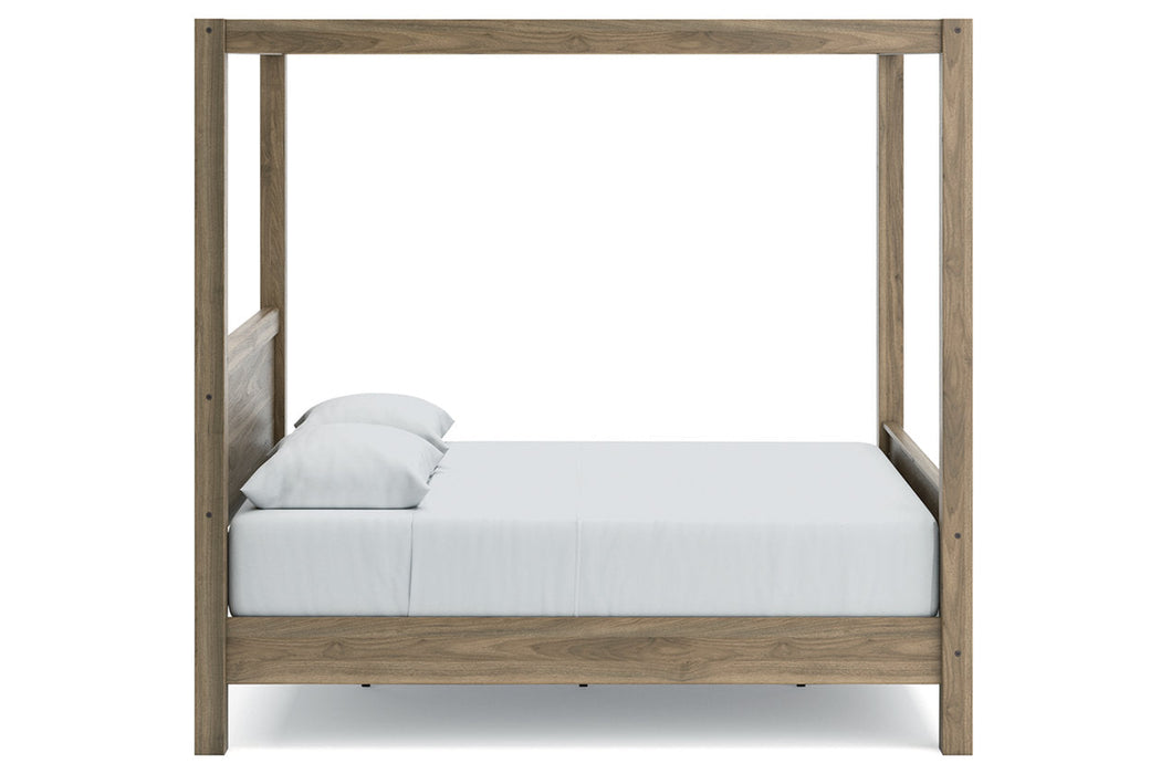 Aprilyn Honey Queen Canopy Bed - SET | EB1187-161 | EB1187-171 | EB1187-198 - Vega Furniture