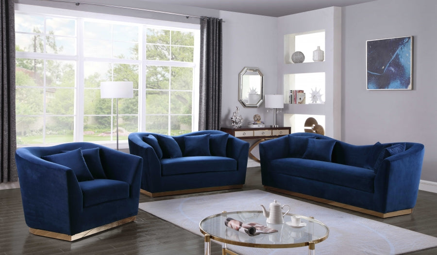 Arabella Blue Velvet Sofa - 617Navy-S - Vega Furniture