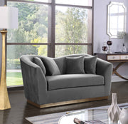 Arabella Grey Velvet Loveseat - 617Grey-L - Vega Furniture