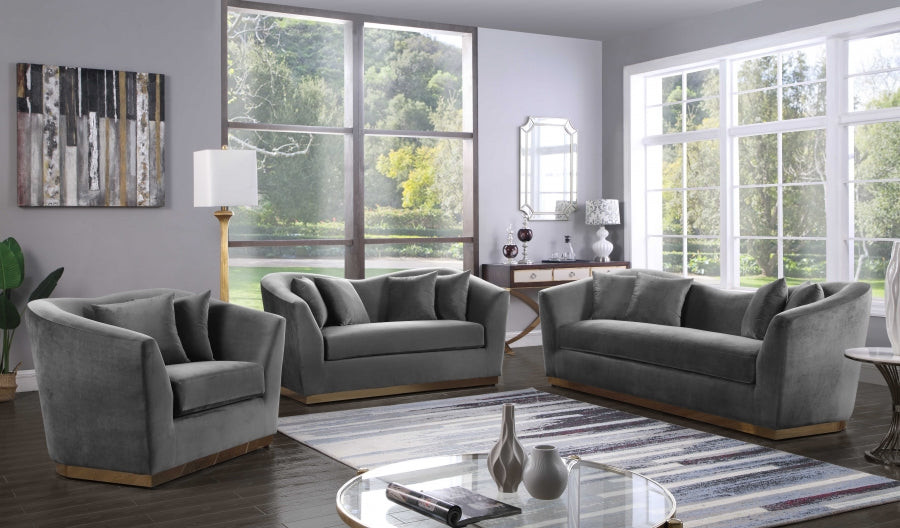 Arabella Grey Velvet Sofa - 617Grey-S - Vega Furniture