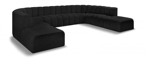 Arc Boucle Fabric 10pc. Sectional Black - 102Black-S10A - Vega Furniture