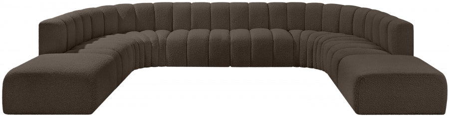 Arc Boucle Fabric 10pc. Sectional Brown - 102Brown-S10A - Vega Furniture