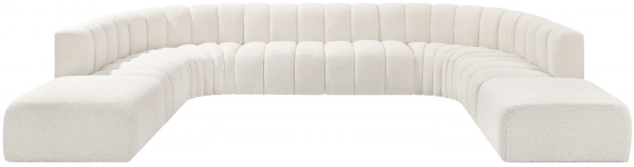 Arc Boucle Fabric 10pc. Sectional Cream - 102Cream-S10A - Vega Furniture