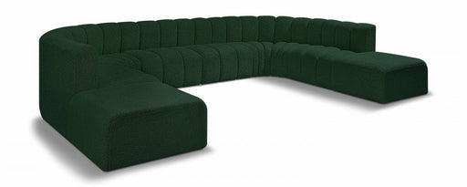 Arc Boucle Fabric 10pc. Sectional Green - 102Green-S10A - Vega Furniture