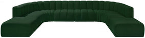 Arc Boucle Fabric 10pc. Sectional Green - 102Green-S10A - Vega Furniture