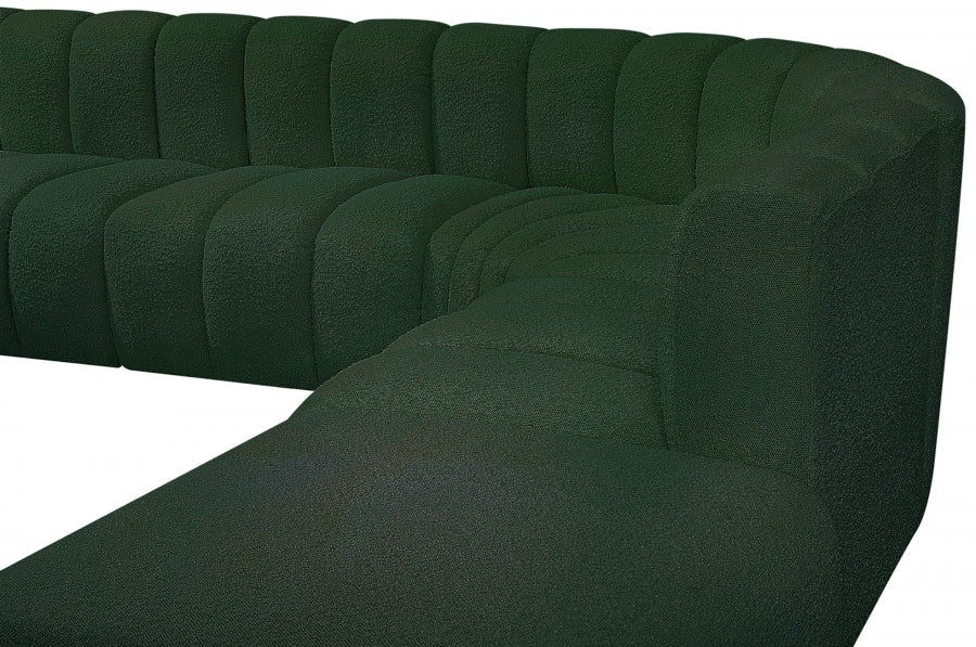 Arc Boucle Fabric 10pc. Sectional Green - 102Green-S10A - Vega Furniture