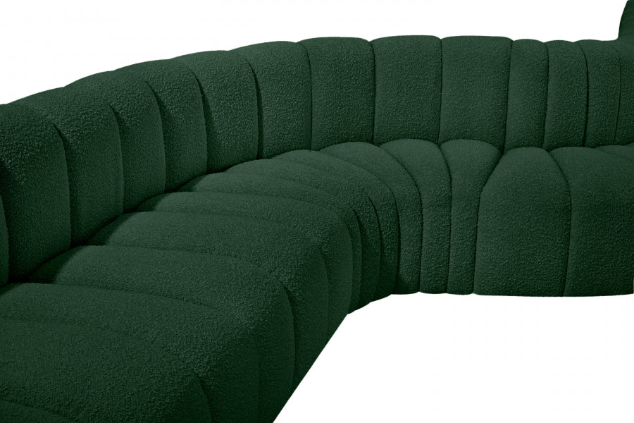Arc Boucle Fabric 10pc. Sectional Green - 102Green-S10A - Vega Furniture