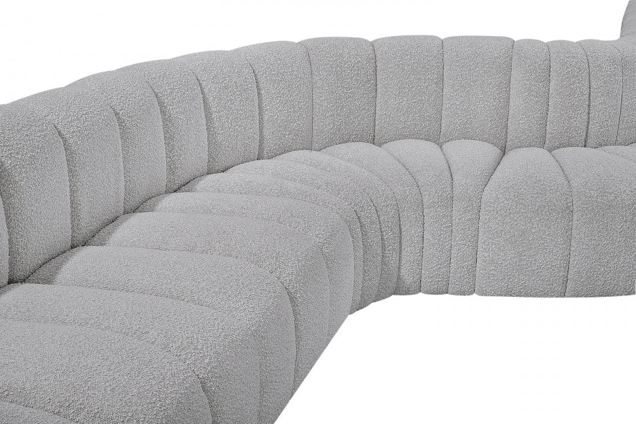 Arc Boucle Fabric 10pc. Sectional Grey - 102Grey-S10A - Vega Furniture