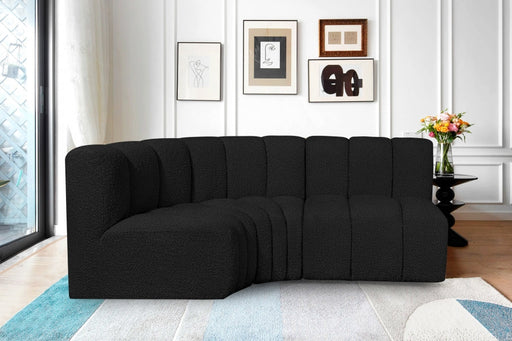 Arc Boucle Fabric 3pc. Sectional Black - 102Black-S3A - Vega Furniture