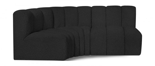 Arc Boucle Fabric 3pc. Sectional Black - 102Black-S3A - Vega Furniture