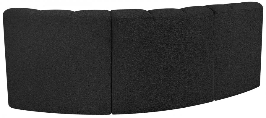 Arc Boucle Fabric 3pc. Sectional Black - 102Black-S3A - Vega Furniture