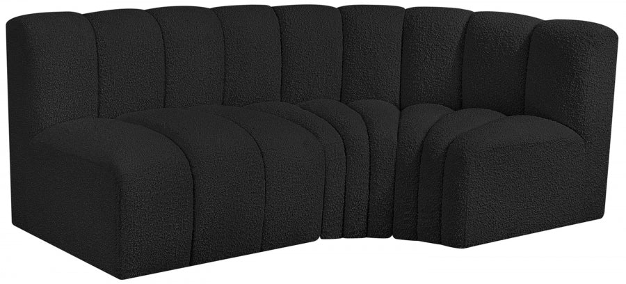 Arc Boucle Fabric 3pc. Sectional Black - 102Black-S3A - Vega Furniture