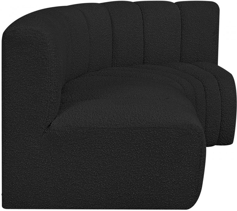 Arc Boucle Fabric 3pc. Sectional Black - 102Black-S3A - Vega Furniture