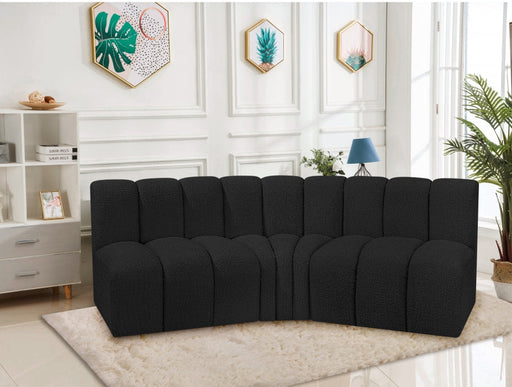 Arc Boucle Fabric 3pc. Sectional Black - 102Black-S3B - Vega Furniture