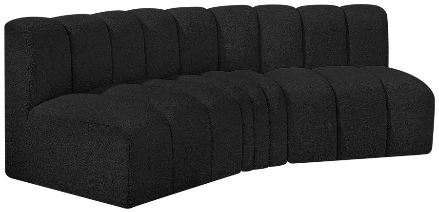 Arc Boucle Fabric 3pc. Sectional Black - 102Black-S3B - Vega Furniture