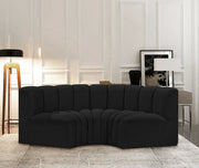 Arc Boucle Fabric 3pc. Sectional Black - 102Black-S3C - Vega Furniture