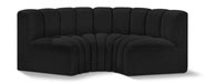 Arc Boucle Fabric 3pc. Sectional Black - 102Black-S3C - Vega Furniture