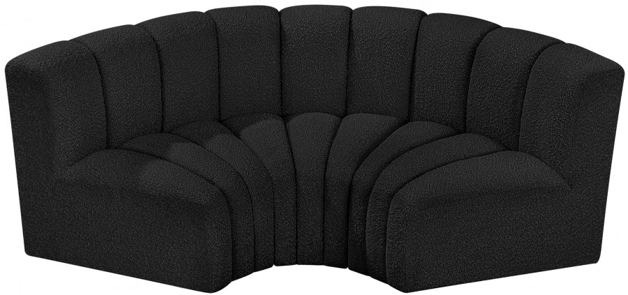 Arc Boucle Fabric 3pc. Sectional Black - 102Black-S3C - Vega Furniture