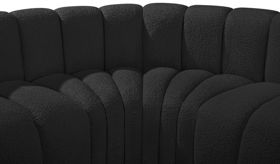 Arc Boucle Fabric 3pc. Sectional Black - 102Black-S3C - Vega Furniture