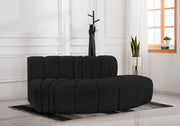 Arc Boucle Fabric 3pc. Sectional Black - 102Black-S3E - Vega Furniture