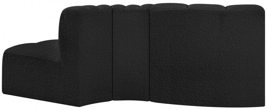 Arc Boucle Fabric 3pc. Sectional Black - 102Black-S3E - Vega Furniture