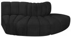 Arc Boucle Fabric 3pc. Sectional Black - 102Black-S3E - Vega Furniture