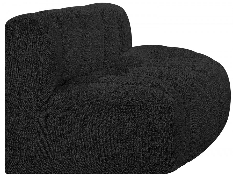 Arc Boucle Fabric 3pc. Sectional Black - 102Black-S3E - Vega Furniture