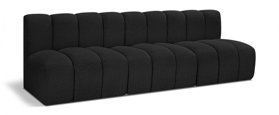 Arc Boucle Fabric 3pc. Sectional Black - 102Black-S3F - Vega Furniture