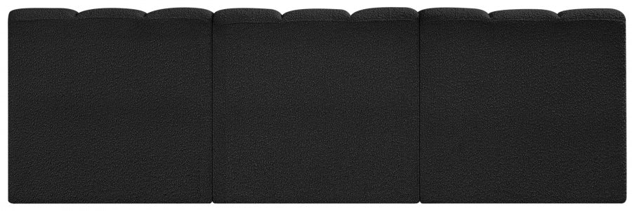 Arc Boucle Fabric 3pc. Sectional Black - 102Black-S3F - Vega Furniture