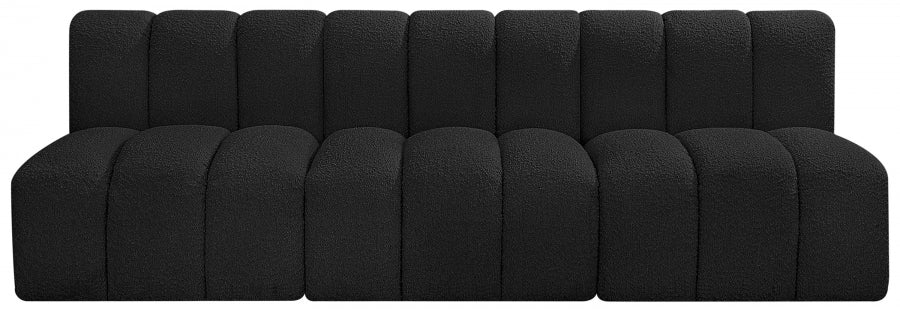 Arc Boucle Fabric 3pc. Sectional Black - 102Black-S3F - Vega Furniture