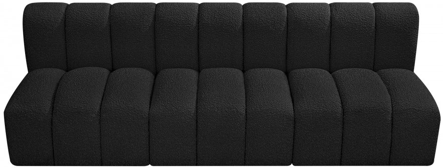 Arc Boucle Fabric 3pc. Sectional Black - 102Black-S3F - Vega Furniture