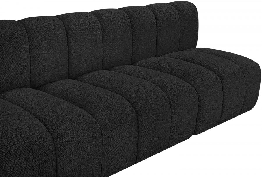 Arc Boucle Fabric 3pc. Sectional Black - 102Black-S3F - Vega Furniture