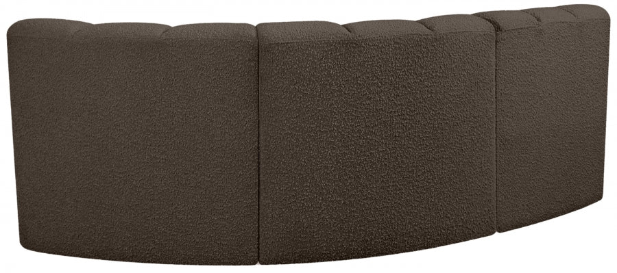 Arc Boucle Fabric 3pc. Sectional Brown - 102Brown-S3A - Vega Furniture