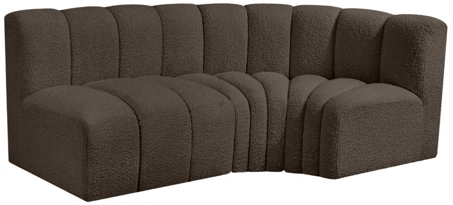 Arc Boucle Fabric 3pc. Sectional Brown - 102Brown-S3A - Vega Furniture