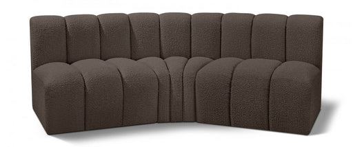 Arc Boucle Fabric 3pc. Sectional Brown - 102Brown-S3B - Vega Furniture