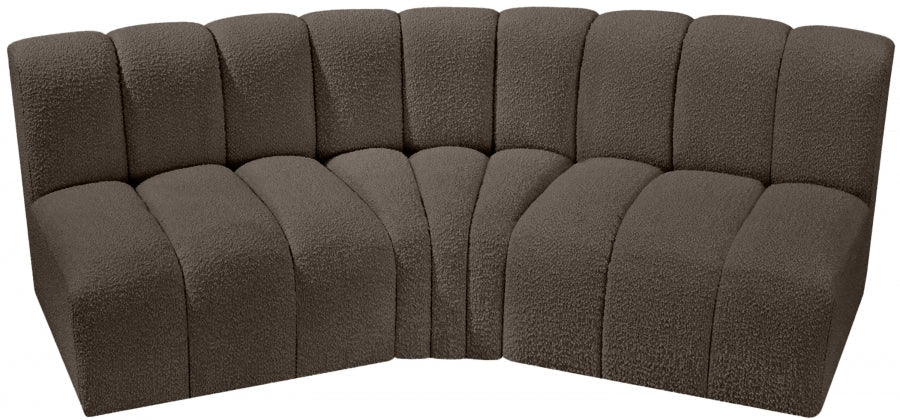 Arc Boucle Fabric 3pc. Sectional Brown - 102Brown-S3B - Vega Furniture