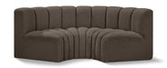 Arc Boucle Fabric 3pc. Sectional Brown - 102Brown-S3C - Vega Furniture