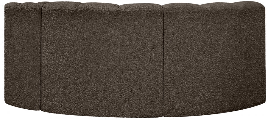 Arc Boucle Fabric 3pc. Sectional Brown - 102Brown-S3D - Vega Furniture