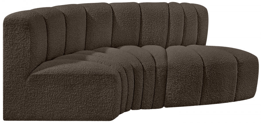 Arc Boucle Fabric 3pc. Sectional Brown - 102Brown-S3D - Vega Furniture