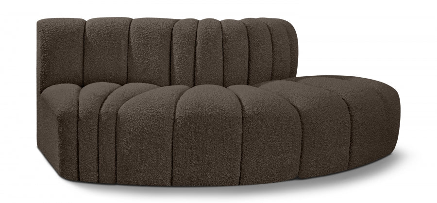 Arc Boucle Fabric 3pc. Sectional Brown - 102Brown-S3E - Vega Furniture