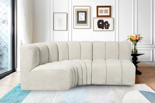 Arc Boucle Fabric 3pc. Sectional Cream - 102Cream-S3A - Vega Furniture
